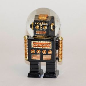 Robot Glimmerkugle Sort 13 cm høj