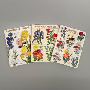 Notesbog med motiver af havens blomster, sæt a 3 stk.