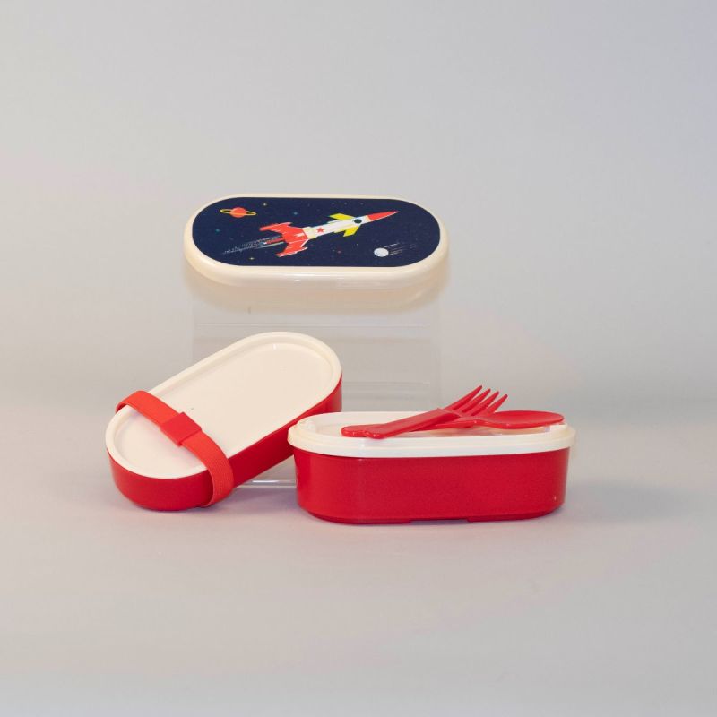 Madkasse med bestik, raket-motiv 1