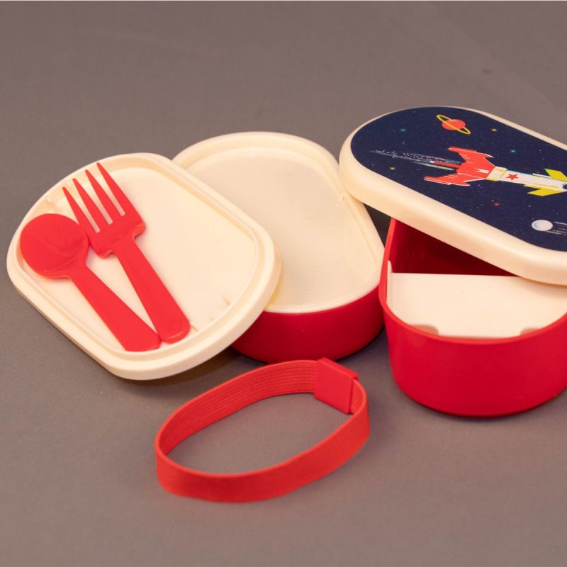 Madkasse med bestik, raket-motiv 2