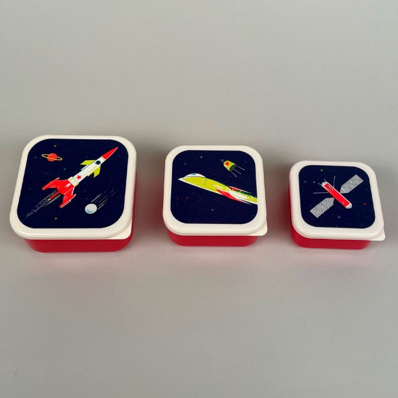 Opbevaringsbøtter med raket-motiv, sæt á 3 stk. 1