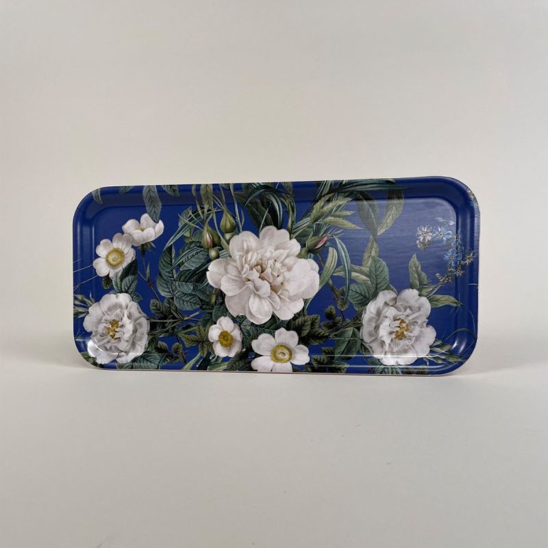 Serveringsbakke med motiv at hvide roser 32x15cm 1