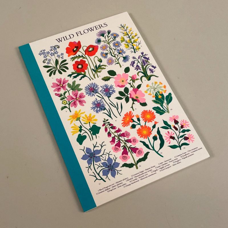Harden Taknemmelig finger Notesbog med vilde blomster linjeret