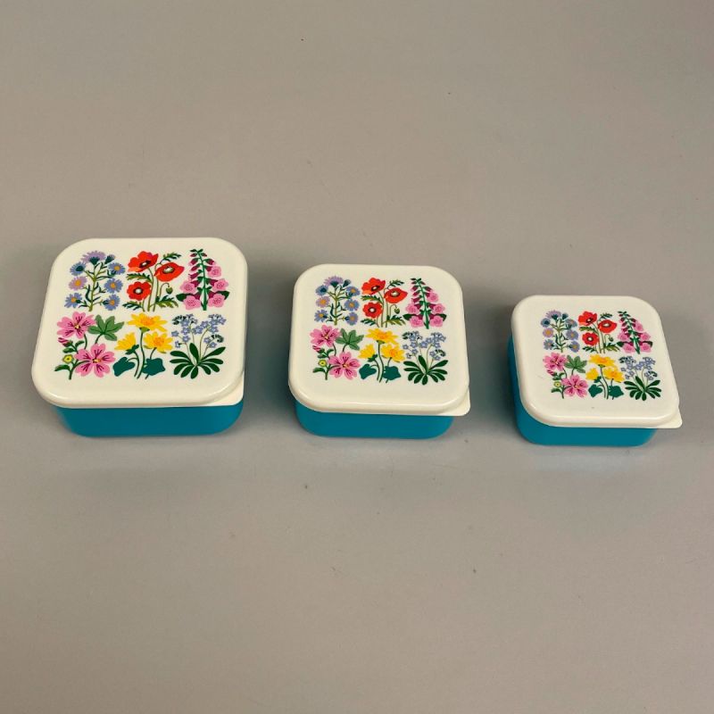 Opbevaringsbøtter med motiv af vilde blomster sæt á 3 stk. 1