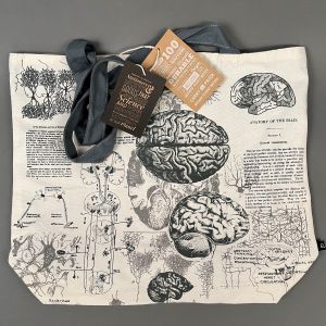 Indkøbsnet med motiv af menneskekroppens hjerne