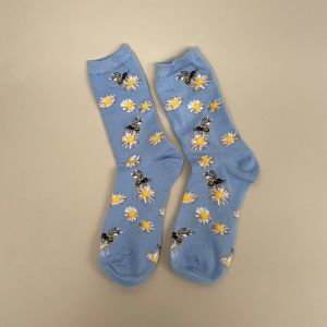 Strømpe med margueritter og bier størrelse 36-42