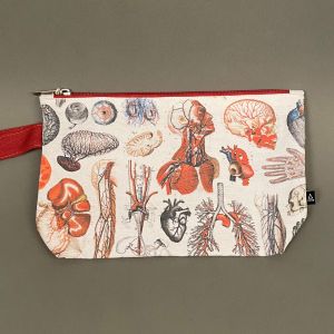 Toilettaske med motiv af menneskekroppens organer
