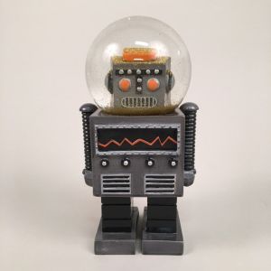 Robot-glimmerkugle, sort, stor