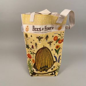 Indkøbsnet med motiv af bikube og bier