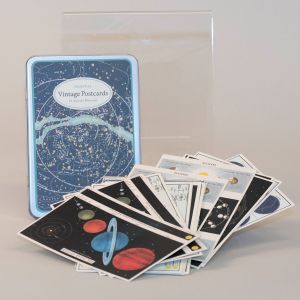 Postkort i metalæske 18 stk. Stjernehimmel og planeter