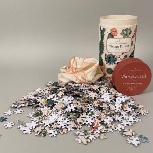 Puslespil, vintage, kaktus og sukkulenter