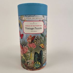 Puslespil, vintage, med verdens sommerfugle