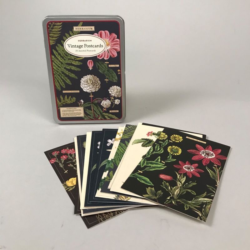 Postkort i metalæske med blomstermotiv 1