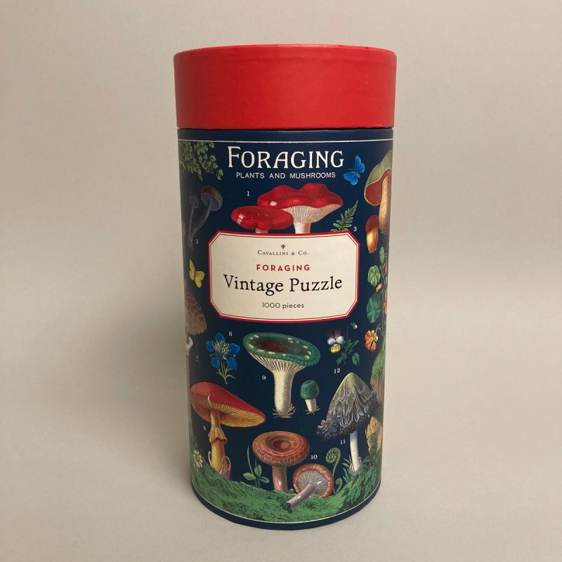 Puslespil, vintage, forskellige planter, bær og svampe fra skovbunden 1