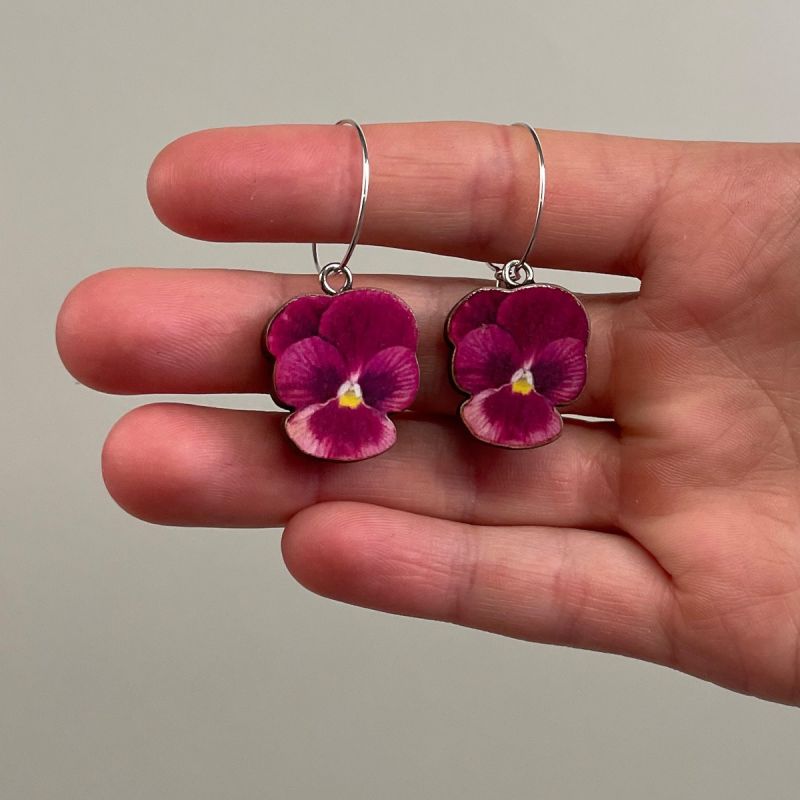 Ørehænger stedmoderblomst pink 1