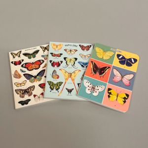 Notesbog med motiver af forskellige sommerfugle, sæt a 3 stk.